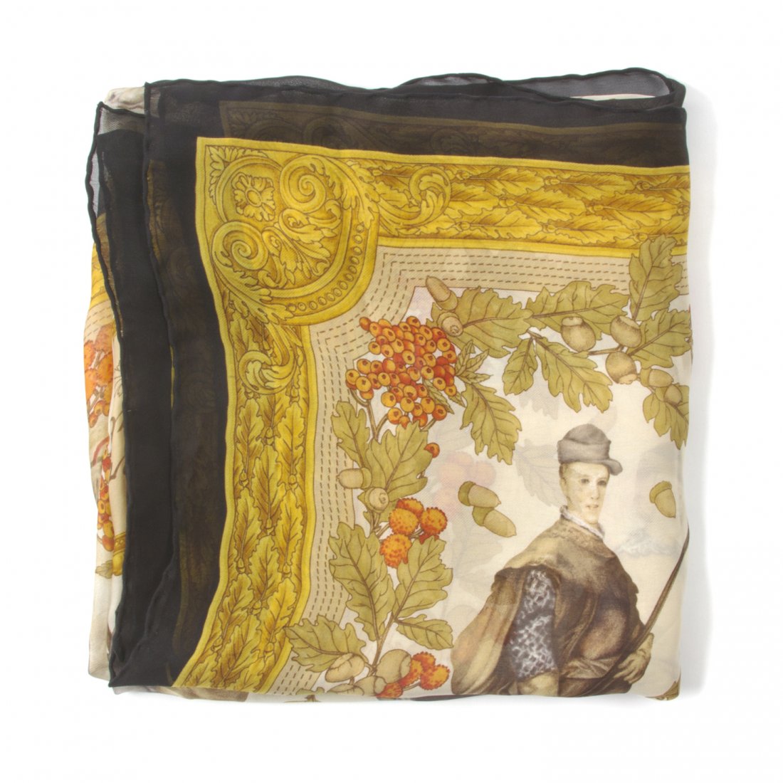 A Loewe Silk Scarf, 35 x 35 inches.: A Loewe Silk Scarf, in a 'Caceria Real' motif. Labeled: Loewe 35 x 35 inches. Property from the Estate of Louis M. and Linda M. Byron, Tucson, Arizona