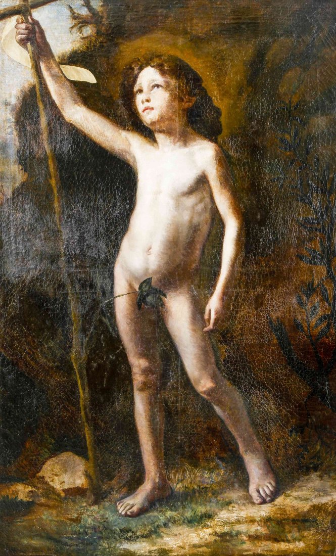 Continental School, (19th Century), Saint John as a: Continental School (19th Century) Saint John as a Youth oil on canvas 57 1/2 x 35 1/2 inches.