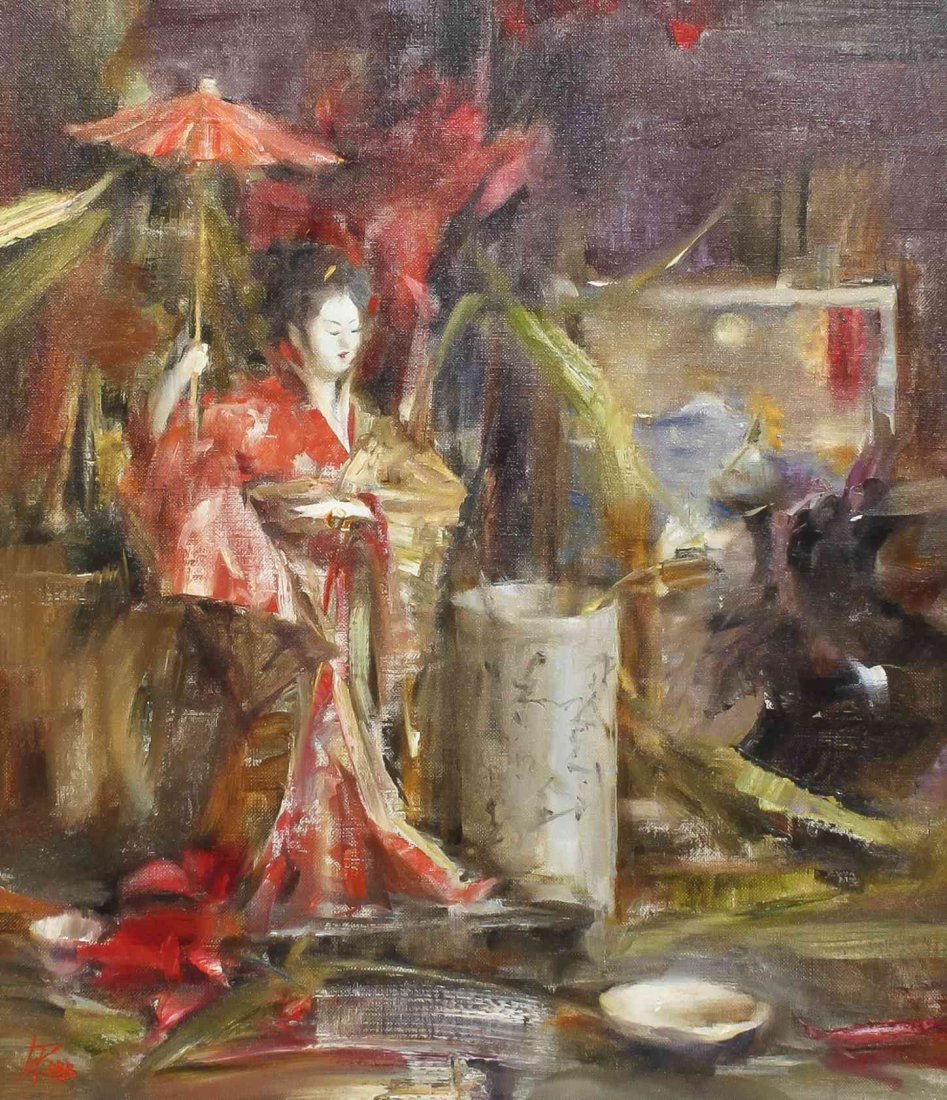 Laura Robb, (American, 20th century), Still Life with: Laura Robb (American, 20th century) Still Life with Asian Elements oil on canvas signed L. Robb (lower right) 16 x 13 1/2 inches. Property from the Estate of N. Jerry Schultz, M.D., L