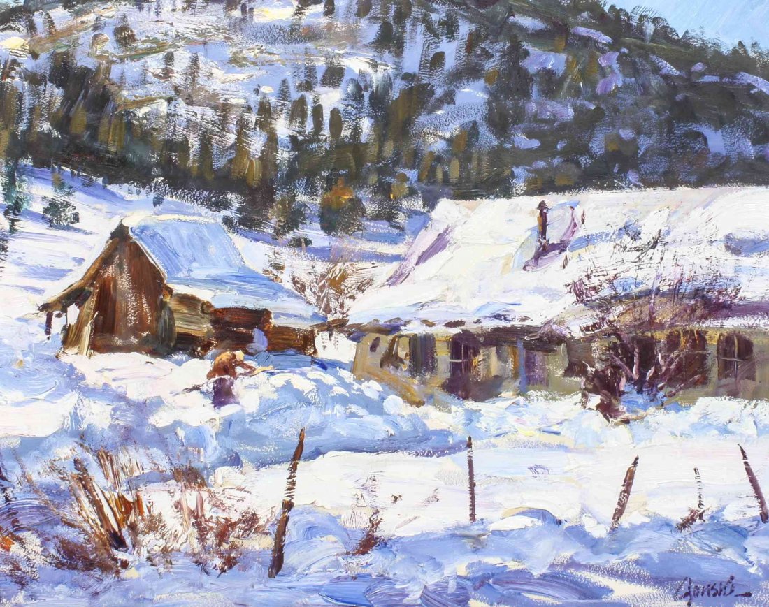 Walt Gonske, (American, b. 1942), Upper Rociada: Walt Gonske (American, b. 1942) Upper Rociada oil on board signed Gonske (lower right and verso) 16 x 19 1/2 inches. Property from the Estate of N. Jerry Schultz, M.D., Lakewood, Colo