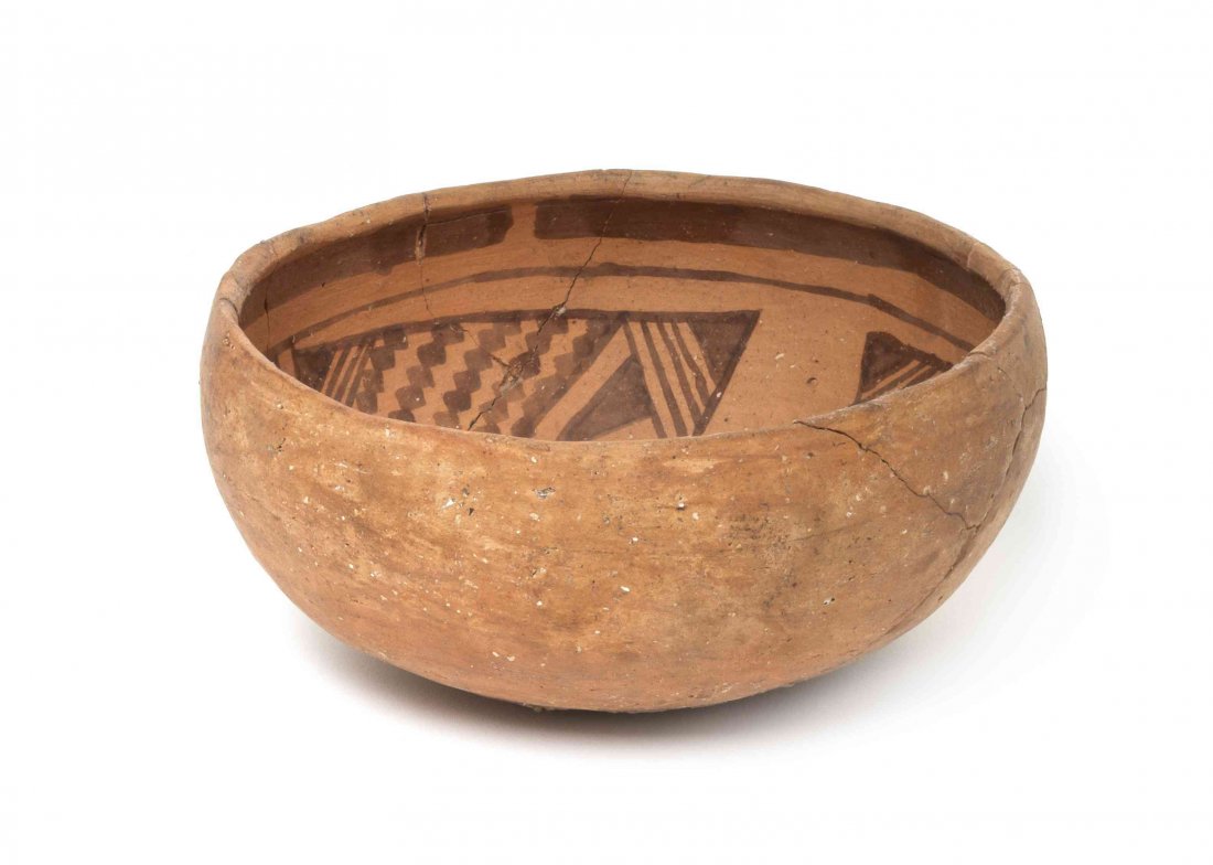 A Pre-Columbian Red Ware Bowl, Height 3 1/4 x diameter: A Pre-Columbian Red Ware Bowl, of circular form having internal geometric decoration. Height 3 1/4 x diameter 7 1/2 inches. Property from the Collection of Wilton and Melissa Jaffee, Aspen, Colorado