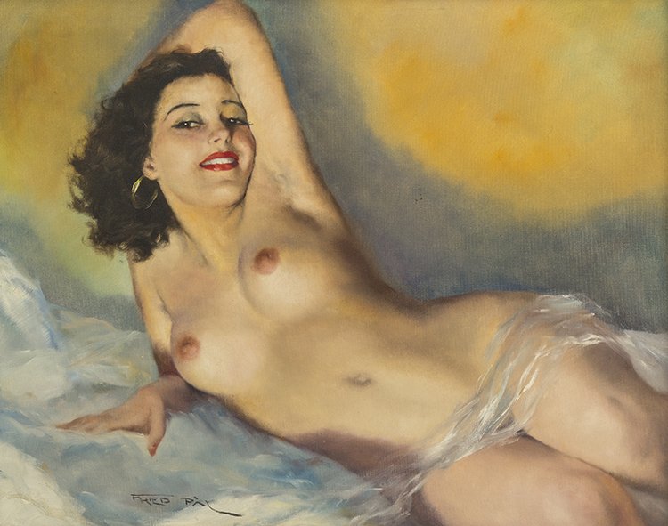 Pal Fried, (American/Hungarian, 1893-1976), Nude: Pal Fried (American/Hungarian, 1893-1976) Nude oil on canvas signed Fried Pal (lower left) 24 1/4 x 30 inches.