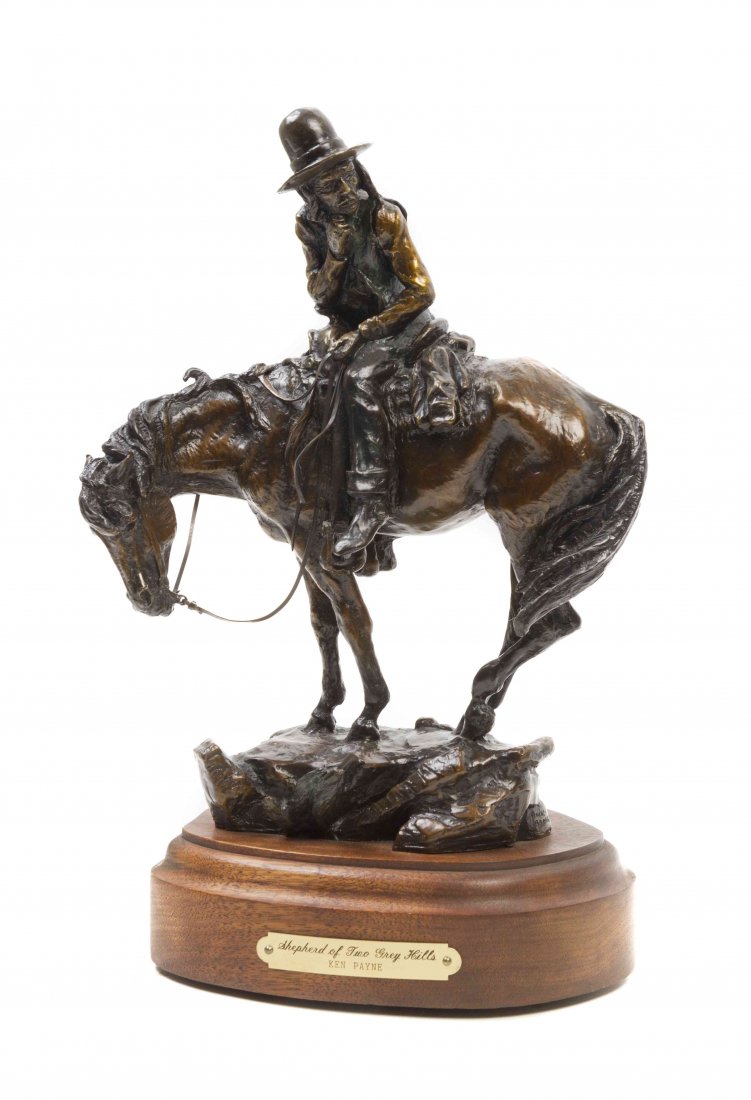 Ken Payne, (American, 1938-2012), Shepherd of Two Gray: Ken Payne (American, 1938-2012) Shepherd of Two Gray Hills, 1988 bronze edition 26/30, signed Ken Payne and dated (base) Height: 10 1/2 inches.