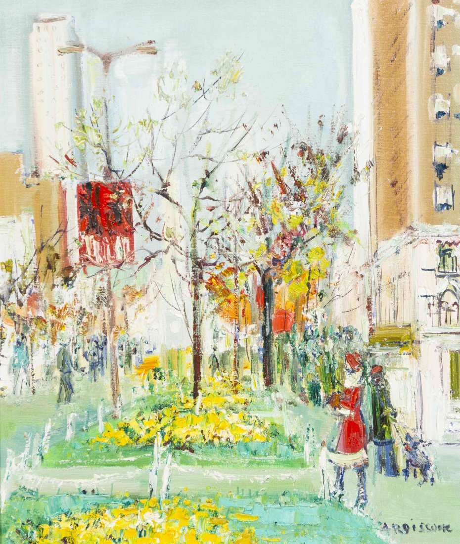 Yolande Ardissone, (French, b. 1927), City Garden: Yolande Ardissone (French, b. 1927) City Garden oil on canvas signed Ardisonne (lower right) 24 x 20 1/4 inches. Property from the Collection of the Joan Steger Trust, Northfield, Ill