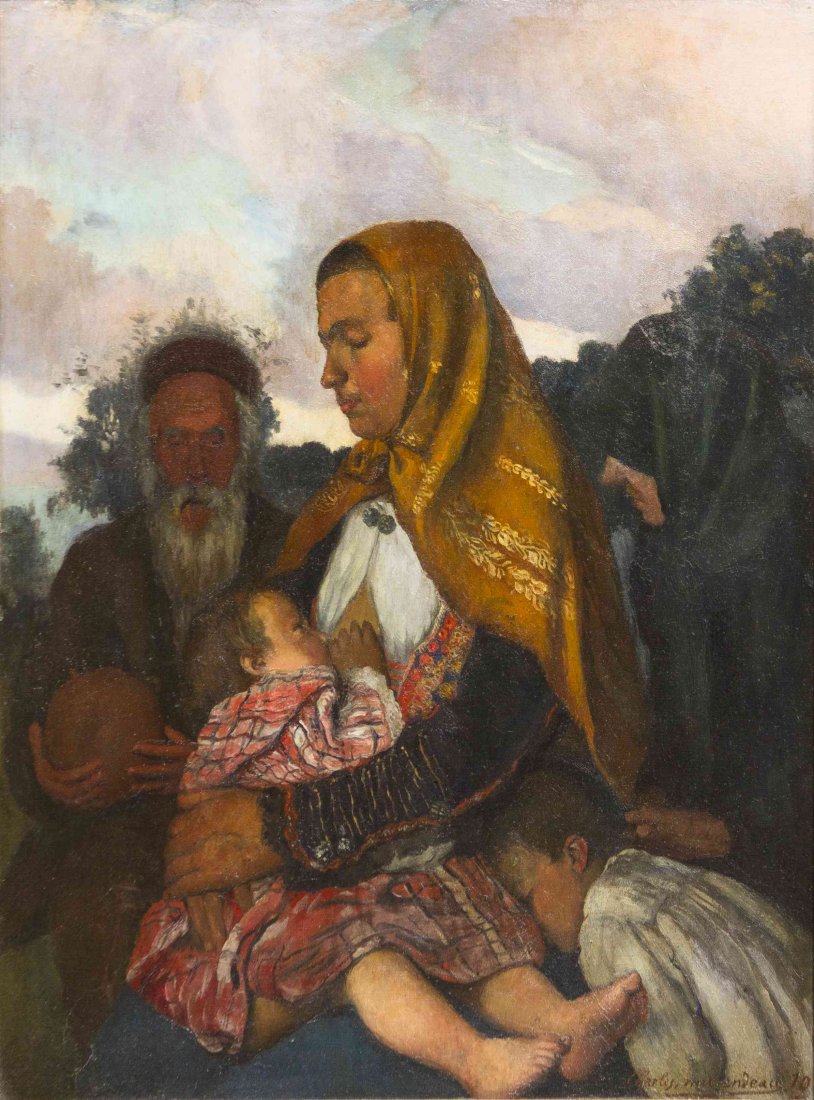 Charles Edmond Theodore Milcendeau, (French,: Charles Edmond Theodore Milcendeau (French, 1872-1919) Mother and Child, 1910 oil on board signed Charles Milcendeau and dated (lower right) 29 1/2 x 22 inches. Property from the Alic