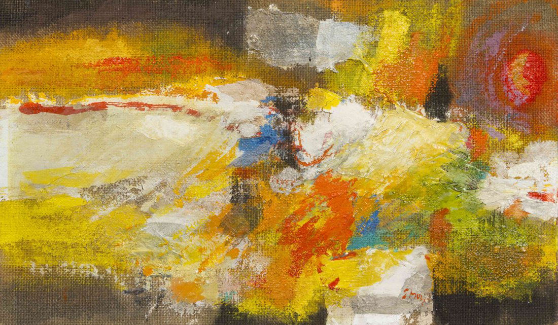 Seong Moy, (American/Chinese, b. 1921), Twilight Mirage: Seong Moy (American/Chinese, b. 1921) Twilight Mirage oil on canvas panel signed S. Moy (lower right) 6 1/2 x 11 inches.