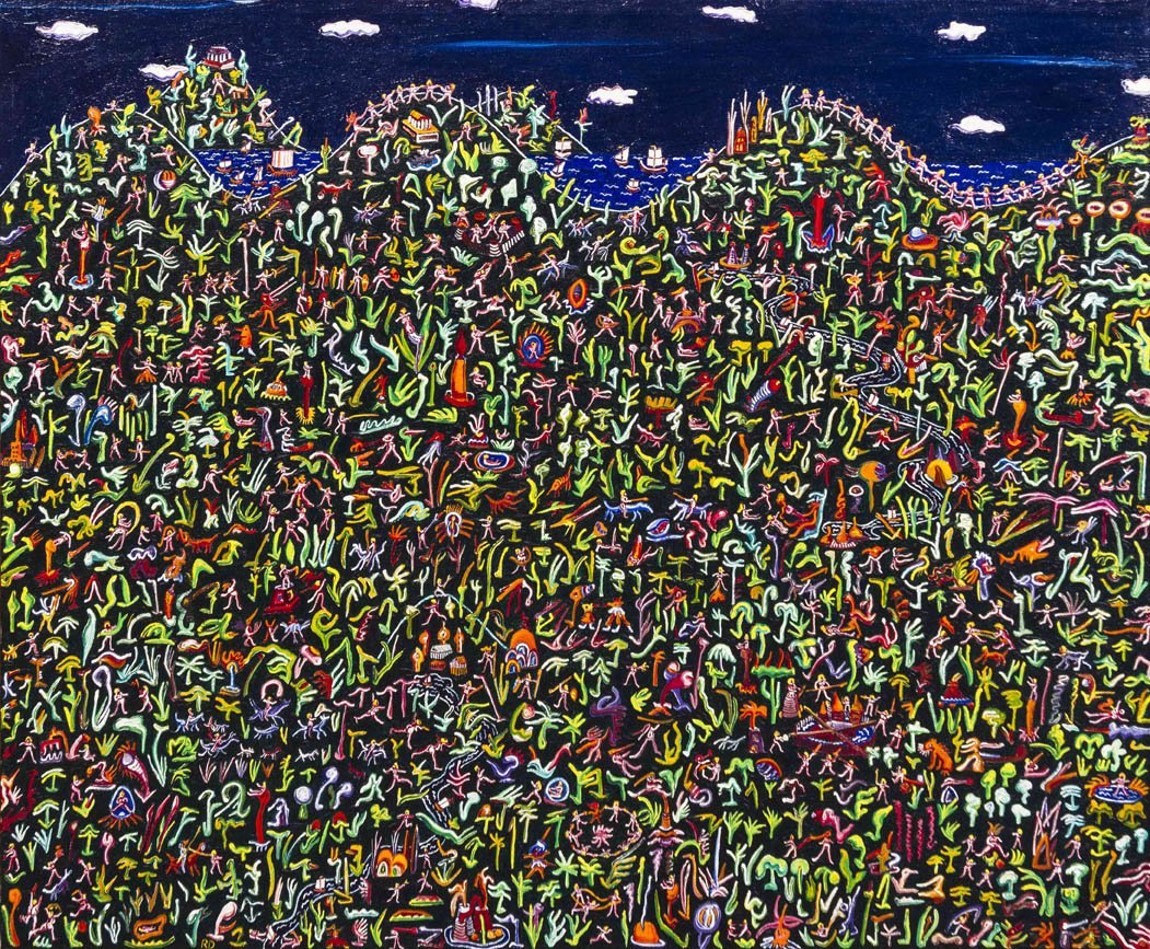 Robert Morris Donley, (American, b. 1934), The Dance of: Robert Morris Donley (American, b. 1934) The Dance of Pan, 1973 oil on canvas titled and dated (verso) 30 1/2 x 36 1/8 inches. Provenance: Nancy Lurie Gallery, Chicago, Illinois