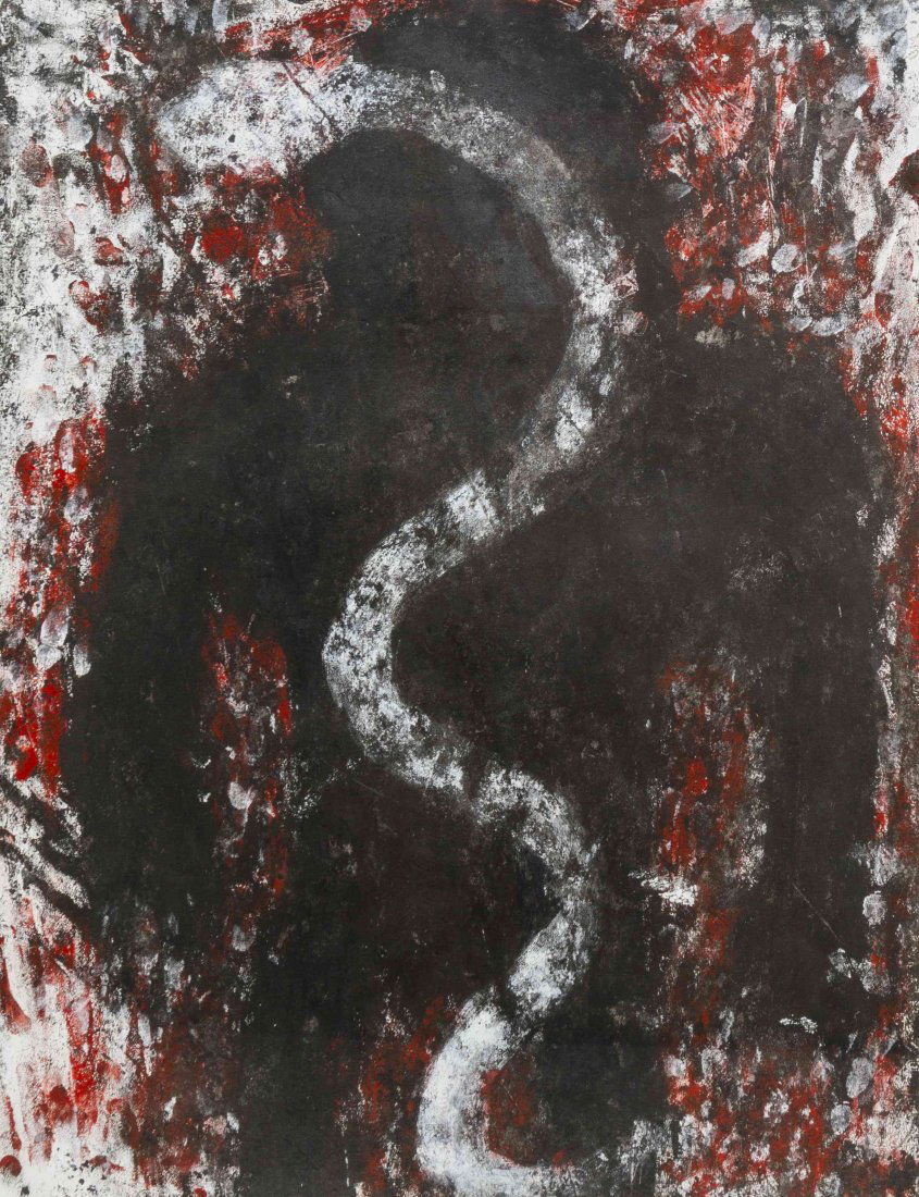 Michel Nedjar, (French, b. 1947), Untitled: Michel Nedjar (French, b. 1947) Untitled mixed media on paper 25 1/2 x 19 1/2 inches.