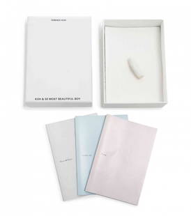 Terence Koh, (Canadian/Chinese, b 1977), Koh & 50 Most: Terence Koh (Canadian/Chinese, b 1977) Koh & 50 Most Beautiful Boy, 2004 two CDs, a unique sculpture on white felt, three artists books with photographs by Dean Sameshima : Another Boy, Satan's Boy