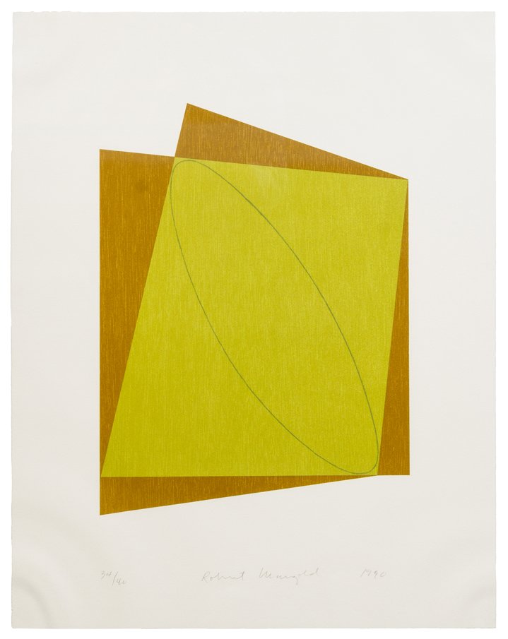 Robert Peter Mangold, (American, b. 1937), Untitled,: Robert Peter Mangold (American, b. 1937) Untitled, 1990 silkscreen edition 34/40, signed Mangold and dated (lower center) 18 1/2 x 14 1/2 inches. A Private Midwestern Collection