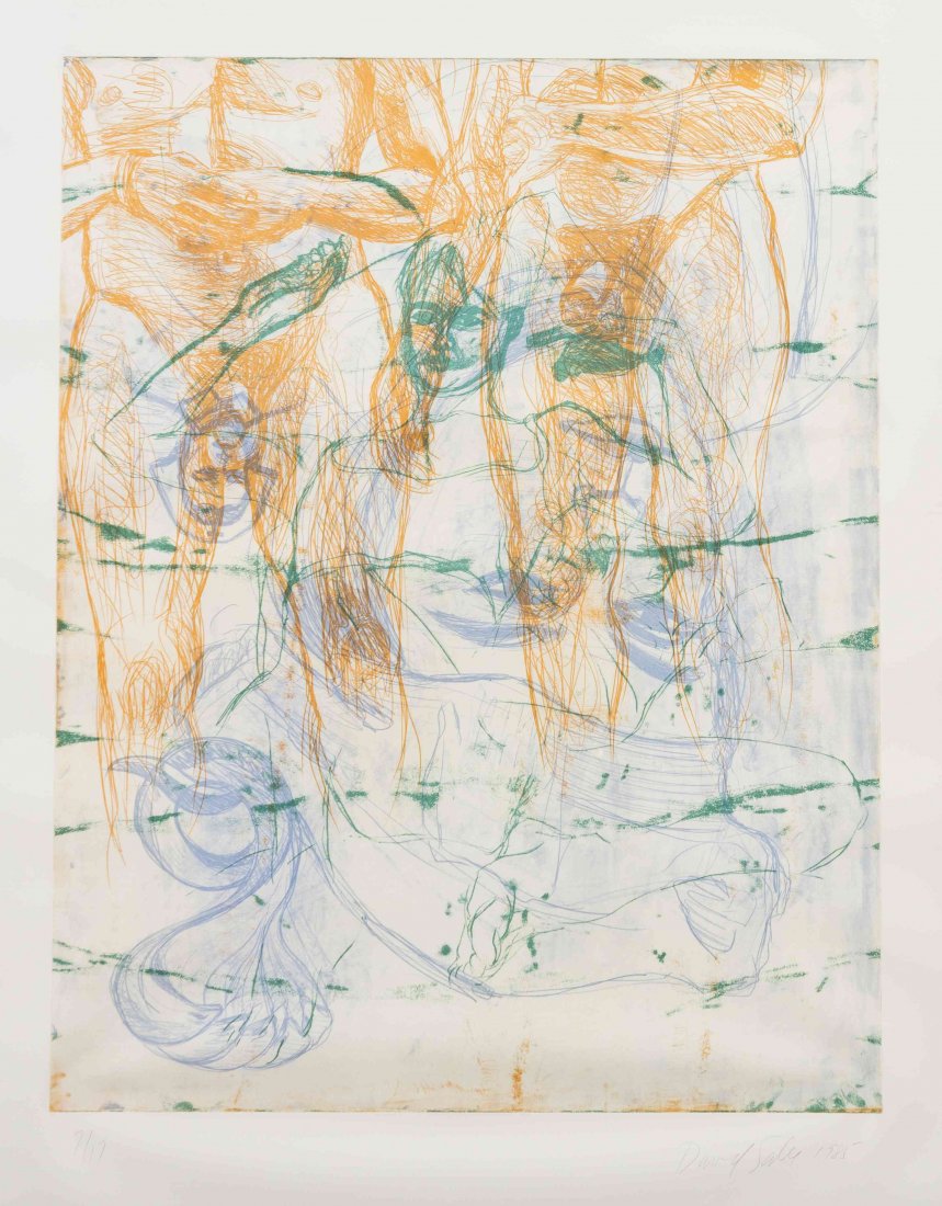 David Salle, (American, b. 1952), Grandiose Synonym for: David Salle (American, b. 1952) Grandiose Synonym for Church, 1986 aquatint edition 7/17, signed David Salle and dated (lower right) 47 1/2 x 37 1/2 inches.
