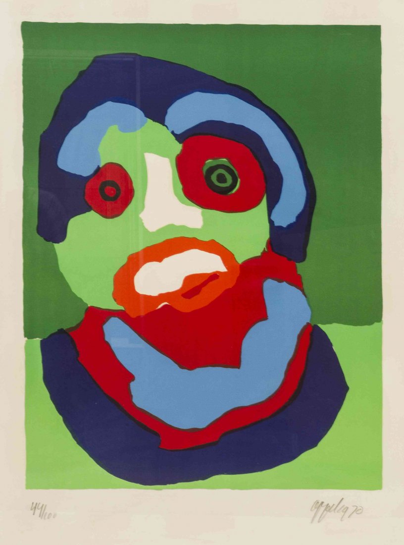 Karel Appel, (Dutch, 1921-2006), Looking Like Green,: Karel Appel (Dutch, 1921-2006) Looking Like Green, 1970 lithograph edition 44/100, signed Appel and dated (lower right) 25 7/8 x 20 inches. Property from the Collection of Mr. David S