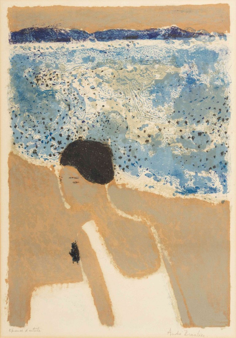 André Brasilier, (French, b. 1929), Chantal en Grece,: André Brasilier (French, b. 1929) Chantal en Grece, 1962 lithograph edition EA (aside from an edition of 80), signed Andre Brasilier (lower right) 21 1/2 x 14 3/4 inches. Ref: Pichon,