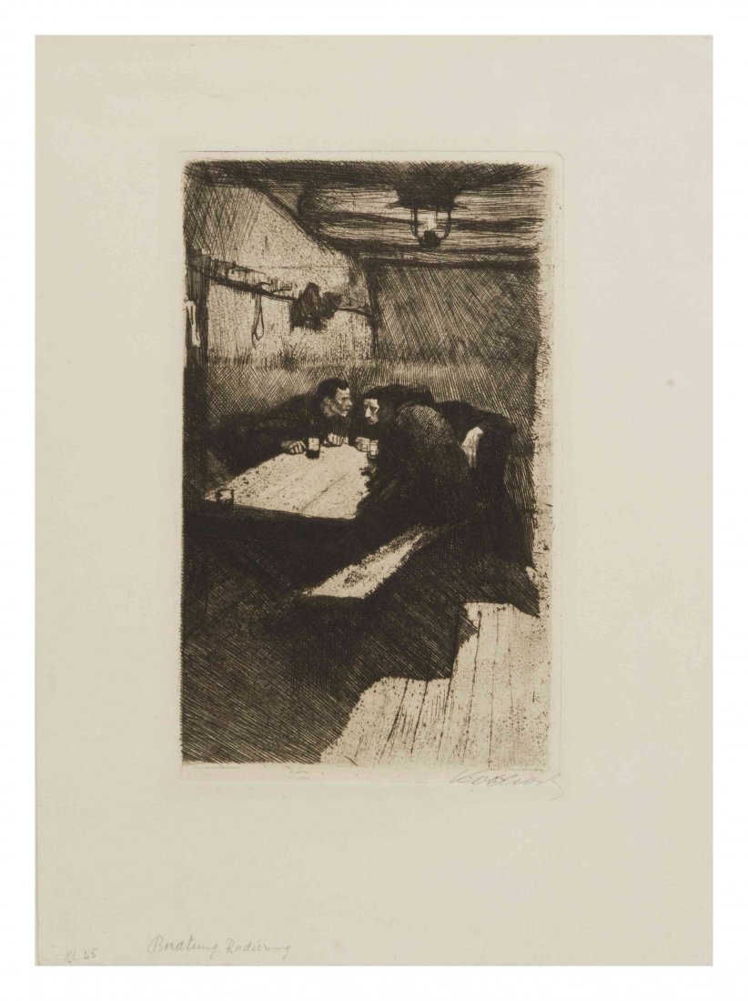 Kathe Kollwitz, (German, 1867-1945), Conspiracy: Kathe Kollwitz (German, 1867-1945) Conspiracy drypoint and etching signed Kollwitz and inscribed (lower right) 11 3/4 x 7 inches.
