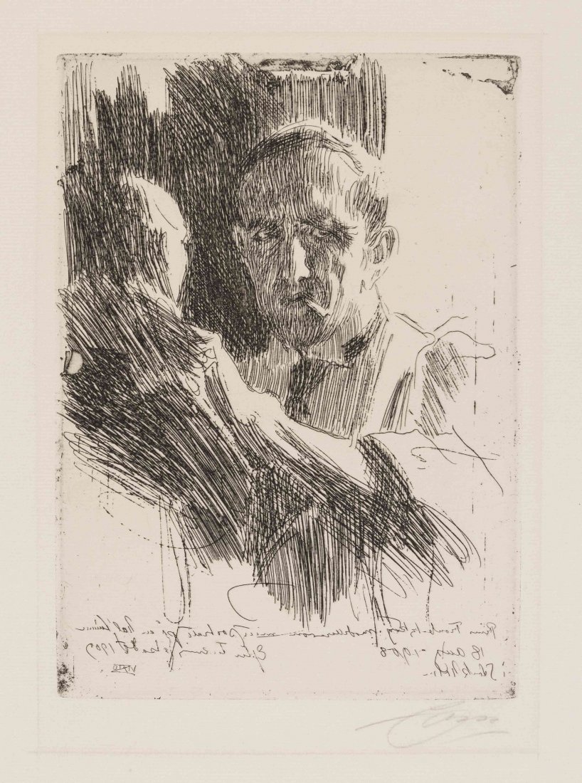 Anders Zorn, (Swedish, 1860-1920), Prince Paul: Anders Zorn (Swedish, 1860-1920) Prince Paul Troubetzkoy, 1909 etching signed Zorn (lower right) 9 3/4 x 7 inches. Ref: Asplund, 219