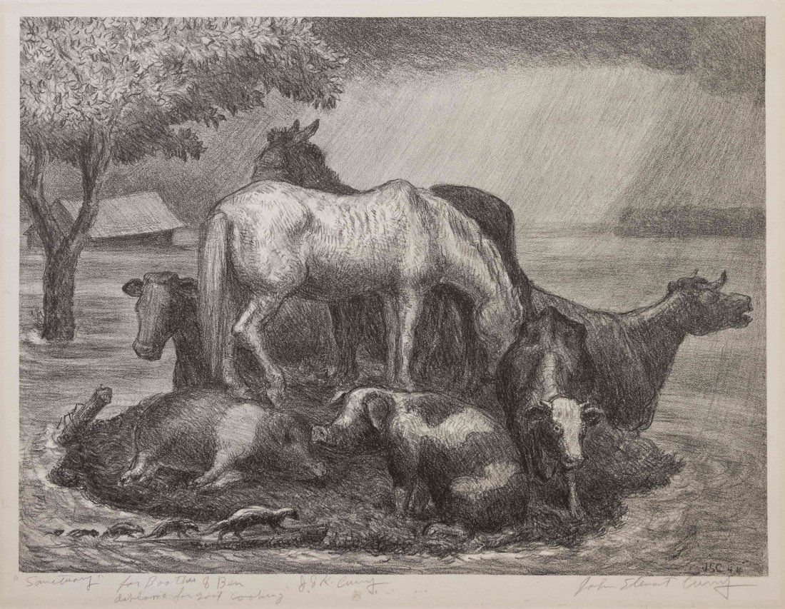 John Steuart Curry, (American, 1897-1946), Sanctuary,: John Steuart Curry (American, 1897-1946) Sanctuary, 1944 lithograph; Associated American Artists, New York, pub. edition 250, signed John Steuart Curry, titled and inscribed (lower right) 11