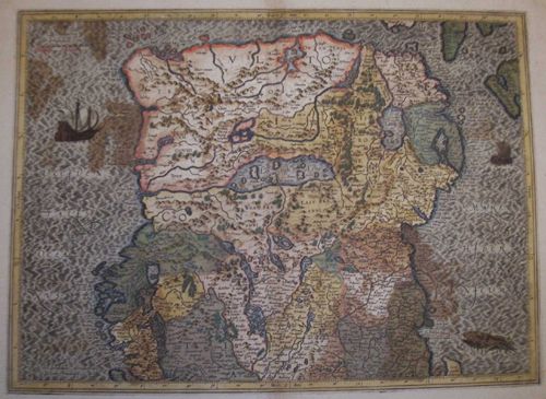 1 piece. Hand-Colored Engraved Map. Me: 1 piece. Hand-Colored Engraved Map. Mercator, Gerard. ("Ultonia...") [The Northern half of Ireland]. [Duisburg], [1602]. 13 1/2 x 18 1/2 inches; 343 x 470 mm, full (?) margins. Some browning & offsett