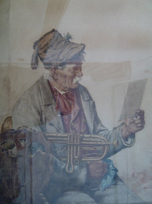 FRANK ENDERS (American 1860-1920) A NEW: FRANK ENDERS (American 1860-1920) A NEW TUNE signed; also signed and titled verso, watercolor 24 5/8 x 18 3/4 in.