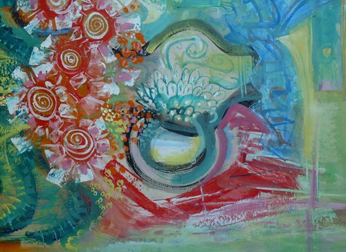 BYRON BROWNE (American 1907-1961) STILL: BYRON BROWNE (American 1907-1961) STILL LIFE WITH VASE OF FLOWERS signed and dated 1956, watercolor and gouache 26 x 20 in.