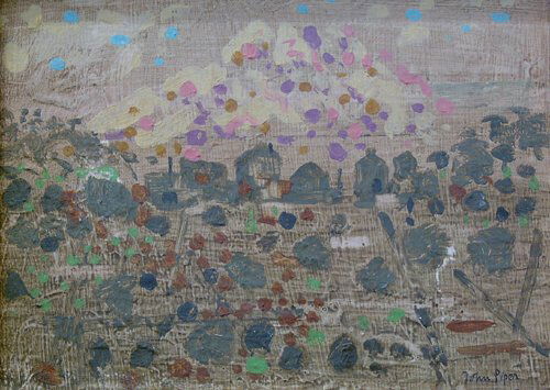 JOHN PIPER (British 1903-1992) MONTAGNE: JOHN PIPER (British 1903-1992) MONTAGNE STREET signed, oil on masonite 6 x 8 in Exhibited: Leicester Galleries, London, November 1959.