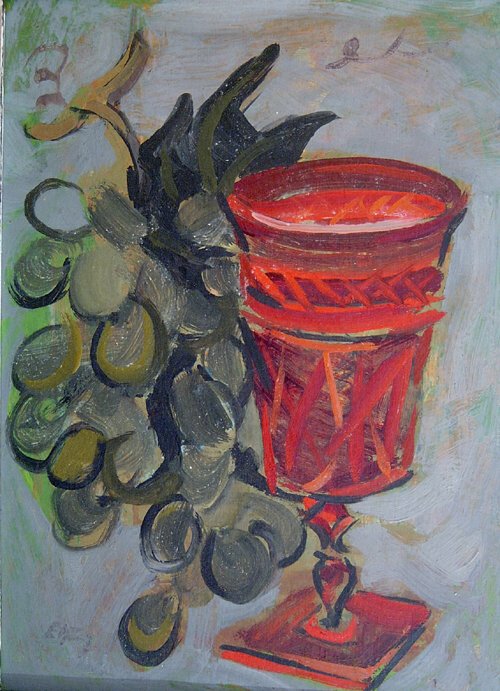 EMLEN ETTING (American 1905-1993) MARYA: EMLEN ETTING (American 1905-1993) MARYA'S GLASS signed; also titled and dated '52 verso, oil on board 11 7/8 x 8 7/8 in.