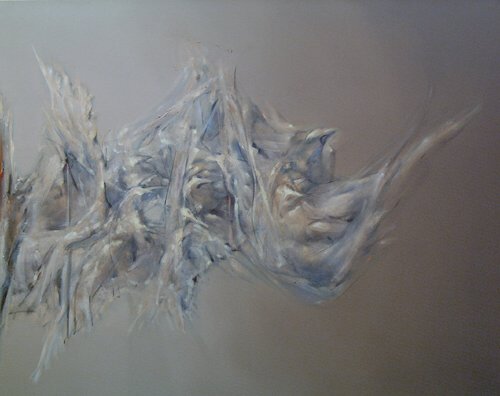 BRUCE SAMUELSON (American 20th Century): BRUCE SAMUELSON (American 20th Century) ABSTRACT FIGURE signed and dated "1983" verso, oil on canvas 58 1/2 x 46 in.