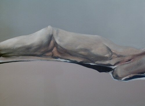 BRUCE SAMUELSON (American 20th Century): BRUCE SAMUELSON (American 20th Century) FORM signed and dated "75" verso, oil on canvas 36 x 48 in.