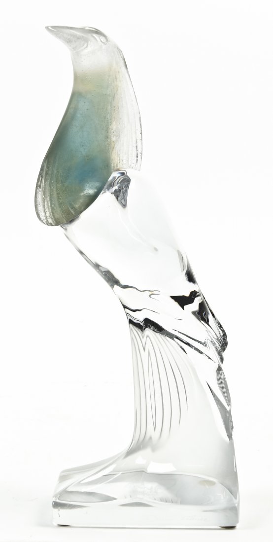 A Daum Glass Bird, Height 12 inches.: A Daum Glass Bird, having internal polychrome decoration. Height 12 inches. Property from the Estate of Louis M. and Linda M. Byron, Tucson, Arizona