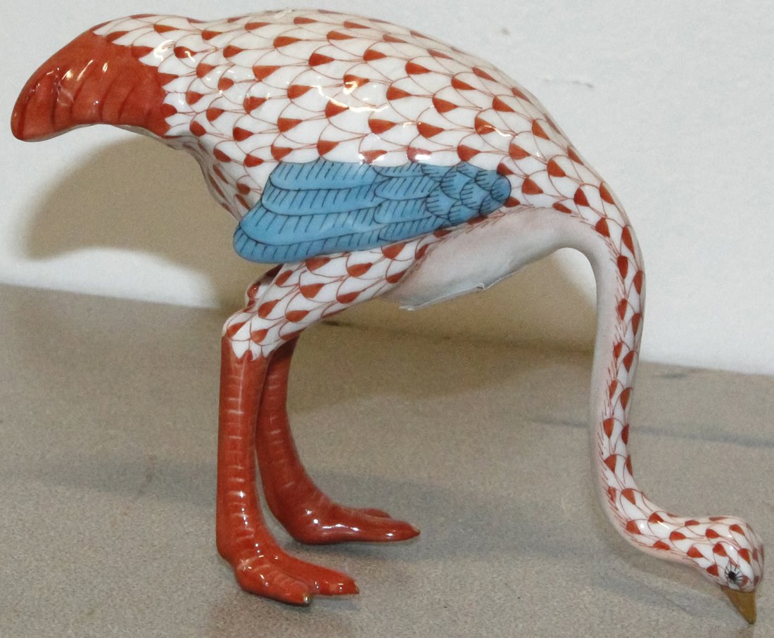 A Herend Porcelain Ostrich, Height 4 inches.: A Herend Porcelain Ostrich, with gilt highlights and fishnet decoration throughout. Height 4 inches. Property from the Estate of Louis M. and Linda M. Byron, Tucson, Arizona