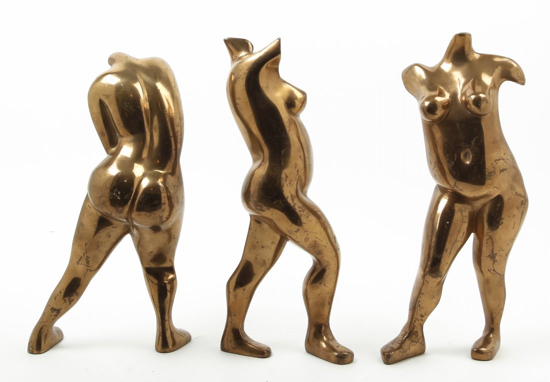 Three Modernist Gilt Bronze Figures, Height of tallest: Three Modernist Gilt Bronze Figures, each in varying poses. Height of tallest 16 1/4 inches. Property from the Collection of Marion P. Church, Chicago, Illinois