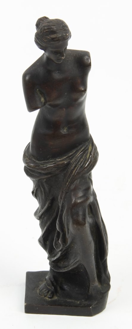 A Grand Tour Bronze Figure, after the Antique, Height 6: A Grand Tour Bronze Figure, after the Antique, depicting Venus de Milo. Height 6 1/8 inches. Property from the Collection of Ed and Dolores Herrmann, Kirksville, Missouri