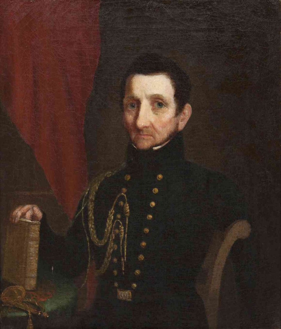 Continental School, (19th century), Portrait of a: Continental School (19th century) Portrait of a Military Officer, ca. 1840-50 oil on canvas 14 1/4 x 12 inches.