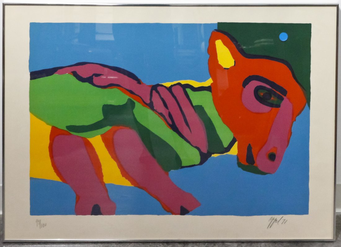 Karel Appel, (Dutch, 1921-2006), The Donkey, 1971: Karel Appel (Dutch, 1921-2006) The Donkey, 1971 lithograph edition 94/100, signed Appel and dated (lower right) 23 x 33 inches.
