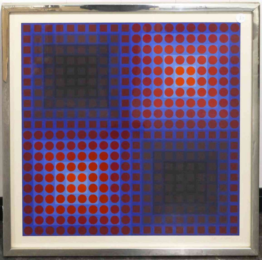 Victor Vasarely, (French/Hungarian, 1906-1997),: Victor Vasarely (French/Hungarian, 1906-1997) Untitled (from the Permutations Series), 1968 screenprint edition 10/150, signed Vasarely (lower right) 23 1/2 x 23 1/2 inches. Property