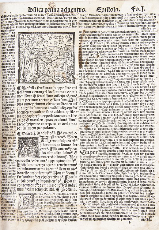 LA MOUCHE, JOANNES DAVID. Postille sive expositiones: LA MOUCHE, JOANNES DAVID Postille sive expositiones epistolarum sive evangeliorum tam dominicalium quam ferialium. Leiden: Joannes David, alias La Mouche, October 31, 1527. 4to, rebound in later full 