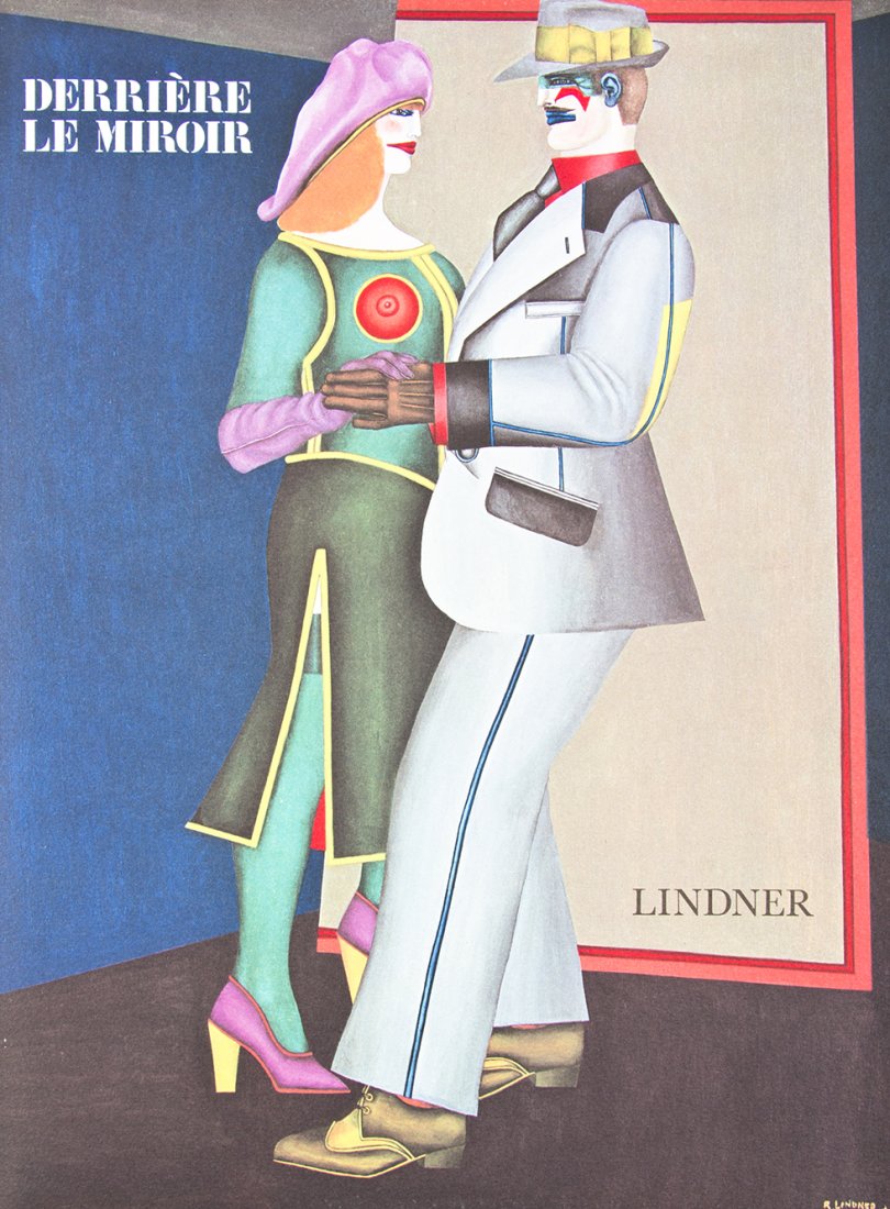 (LINDNER, RICHARD) Derriere le miroir: Lindner. Paris,: (LINDNER, RICHARD) Derriere le miroir: Lindner. Paris: Maeght Editeur, 1977. Folio, loose as issued in original pictorial wraps, magenta slipcase, and chemise. Number 15 of 150 copies on velin d'Arche
