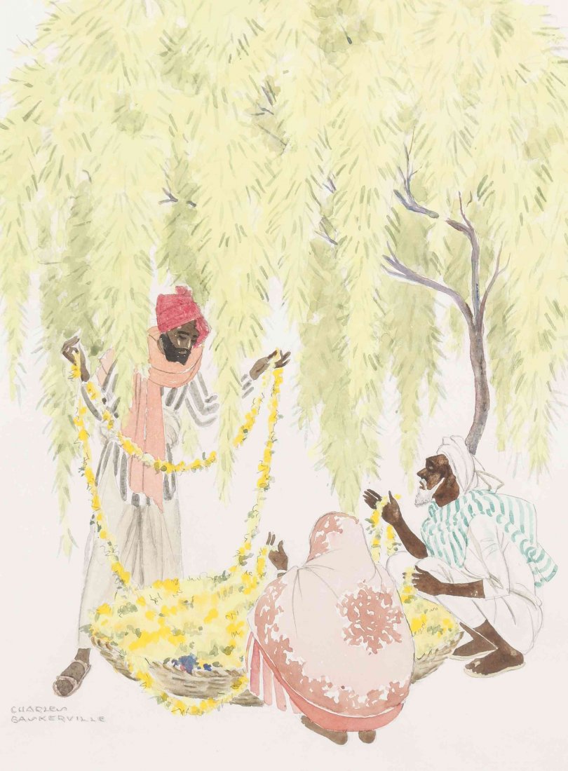 Charles Baskerville Jr., (American, 1896-1994), Flower: Charles Baskerville Jr. (American, 1896-1994) Flower Garlands watercolor signed Charles Baskerville (lower left) 16 1/4 x 11 7/8 inches.