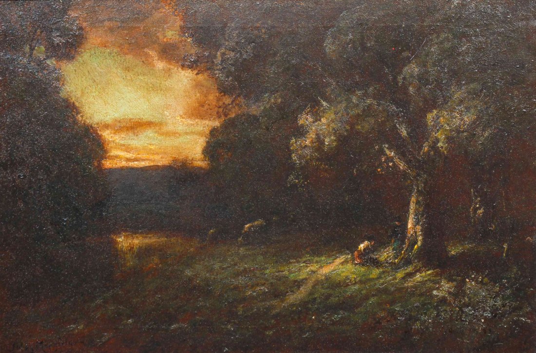 Jules R. Mersfelder, (American, 1865-1937), Under the: Jules R. Mersfelder (American, 1865-1937) Under the Oaks oil on canvas signed Jules Mersfelder (lower left) 20 x 30 inches.