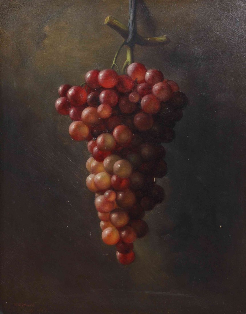 George Henry Hall, (American, 1825-1913), Frontignac,: George Henry Hall (American, 1825-1913) Frontignac, 1862 oil on board signed G. H. Hall and dated (lower left) 16 x 12 3/4 inches.