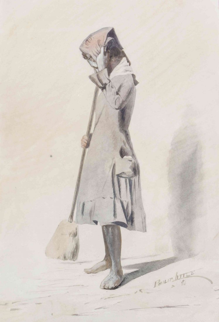 Philip Little, (American, 1857-1942), The Little: Philip Little (American, 1857-1942) The Little Chimney Sweep, 1881 watercolor signed Philip Little and dated (lower right) 18 x 12 3/8 inches.