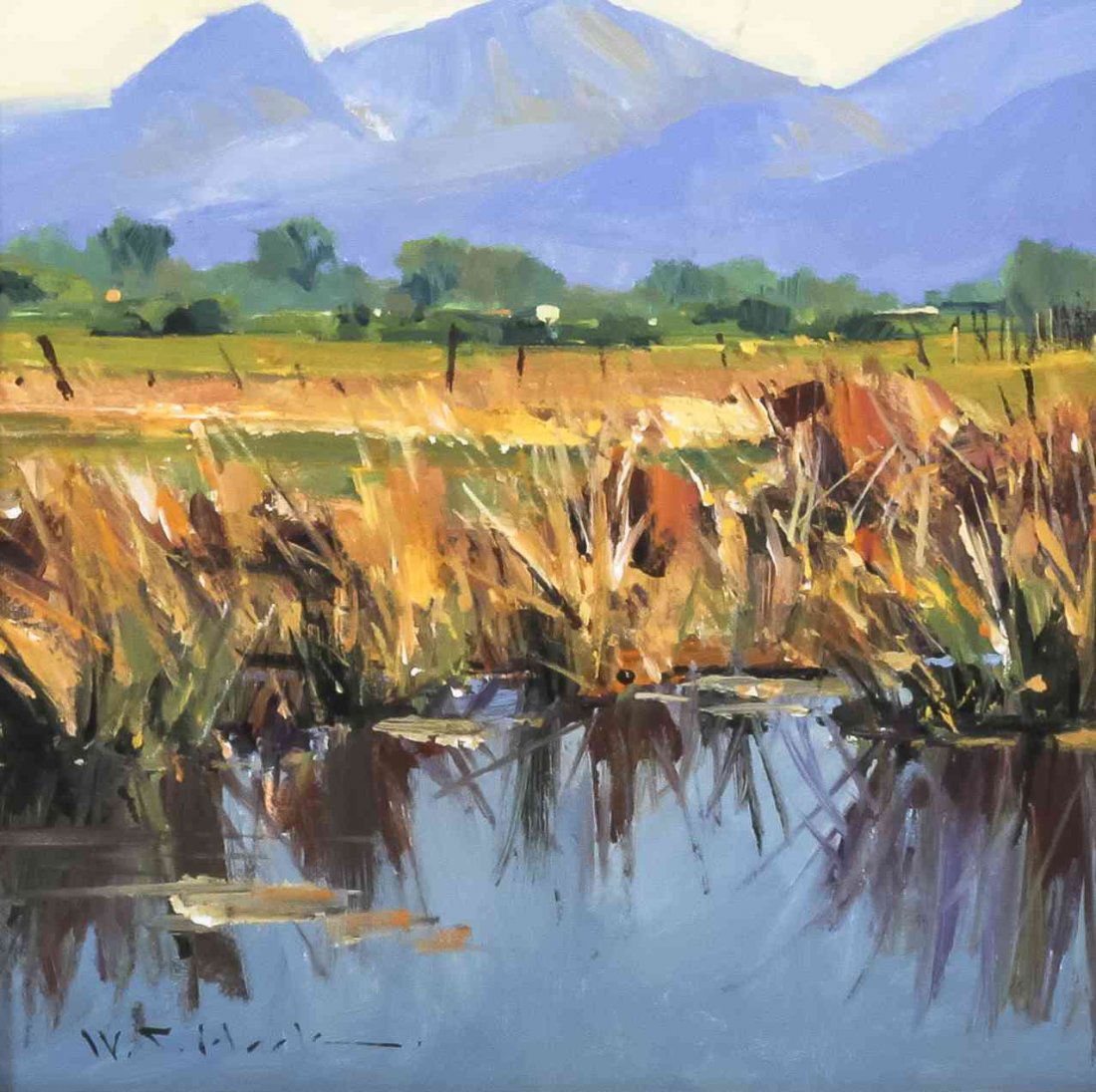 William Cather Hook, (American, b. 1948), Polt's Pond: William Cather Hook (American, b. 1948) Polt's Pond acrylic on board signed Wm C. Hook (lower left) 11 1/2 x 11 1/2 inches.
