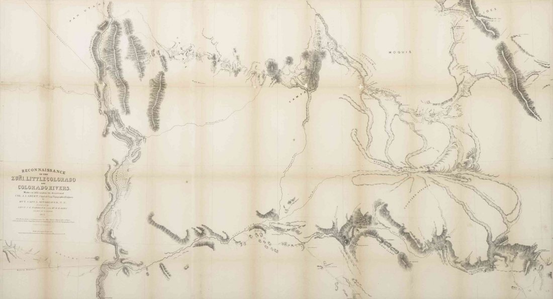 (MAP) Reconnaissance of the Zuni, Little Colorado and: (MAP) Reconnaissance of the Zuni, Little Colorado and Colorado Rivers, 1851, under the direction of Col. John Abert, by Capt. Lorenzo Sitgreaves, John Park and Richard Kern. Published in Washington, D