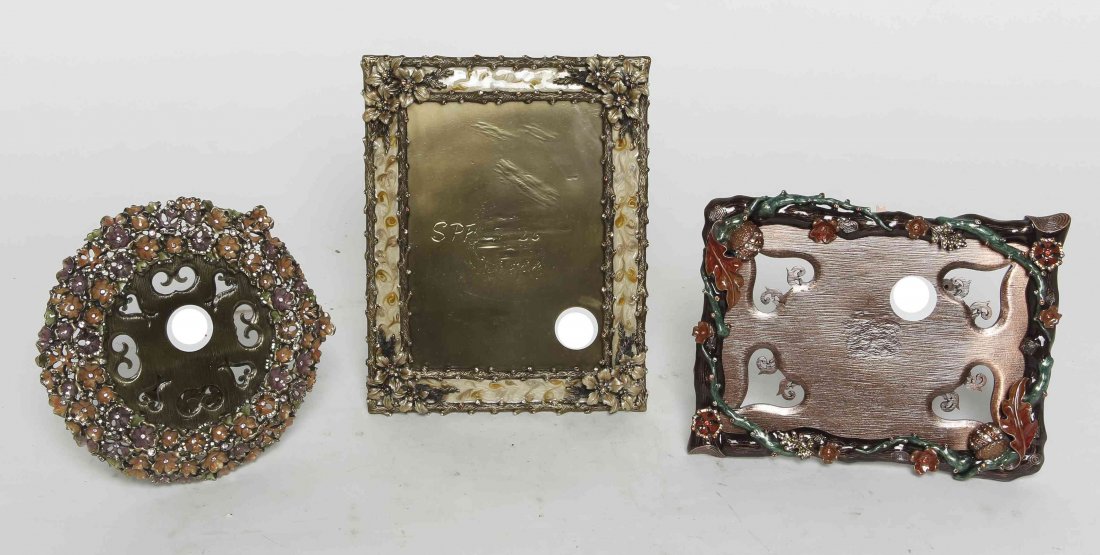 Three Jay Strongwater Frames, Height of largest 8 1/3 x: Three Jay Strongwater Frames, each of various forms and sizes. Height of largest 8 1/3 x width 6 1/2 inches. Property from the Estate of Louis M. and Linda M. Byron, Tucson, Arizona