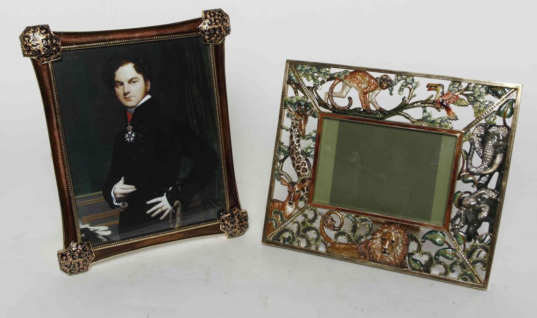 Two Jay Strongwater Frames, Height of largest 11 x: Two Jay Strongwater Frames, each of various form and size. Height of largest 11 x width 9 inches. Property from the Estate of Louis M. and Linda M. Byron, Tucson, Arizona