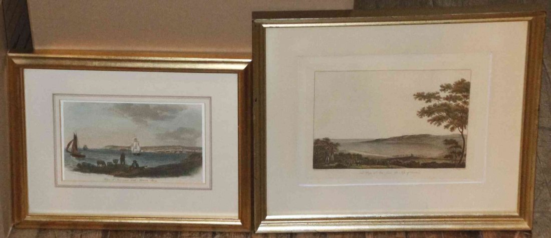 An Assembled Set of Seven Handcolored Engravings,: An Assembled Set of Seven Handcolored Engravings, depicting coastal scenes, various artists and publishers. Height of largest 7 1/4 x width 9 1/2 inches. Property from the Collection of Dan Johnson, C