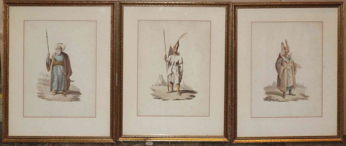 After I. H. Clark, (English, 19th century), Costume: After I. H. Clark (English, 19th century) Costume Prints (three works) handcolored engravings 11 3/4 x 9 inches. Property from the Collection of Dan Johnson, Chicago, Illinois