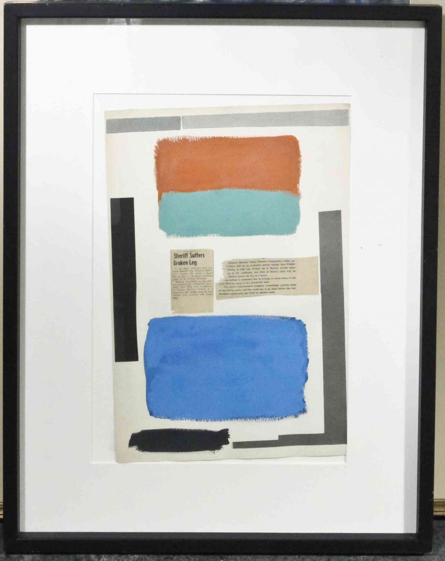 Robert Bruce Tague, (American, b. 1912), Untitled: Robert Bruce Tague (American, b. 1912) Untitled (Sheriff Suffers Broken Leg) watercolor and collage on paper 17 3/4 x 12 inches. R.H. Love Galleries, Inc., Chicago, Illinois