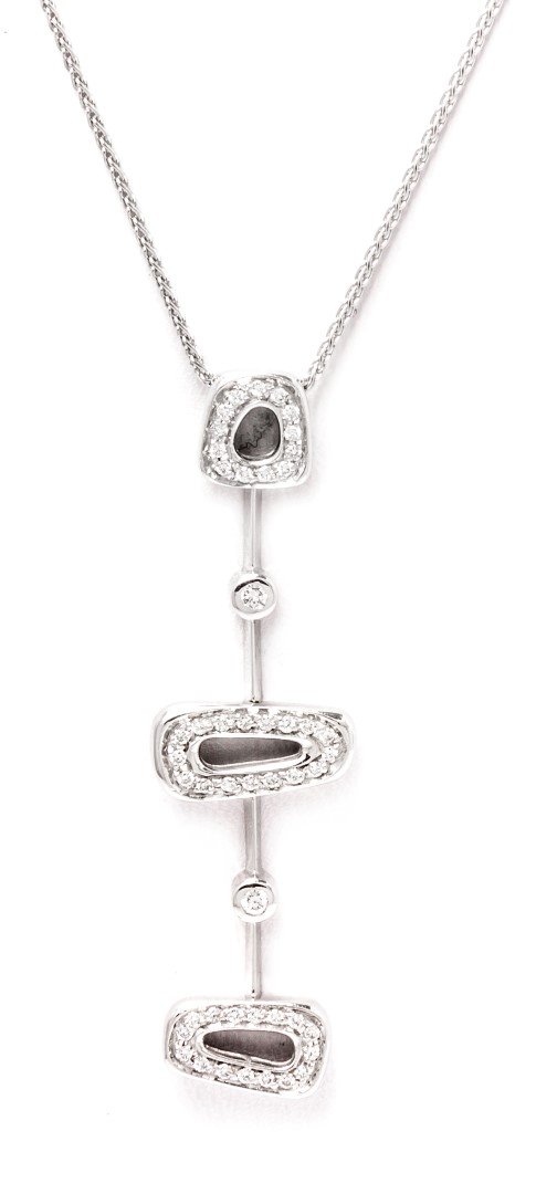 An 18 Karat White Gold and Diamond Pendant, Antonini,: An 18 Karat White Gold and Diamond Pendant, Antonini, containing 46 round brilliant diamonds weighing approximately 0.51 carat total. Stamp: 750 ANTONINI. 7.10 dwts.