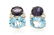 A Pair of 14 Karat White Gold, Diamond, Blue Topaz and