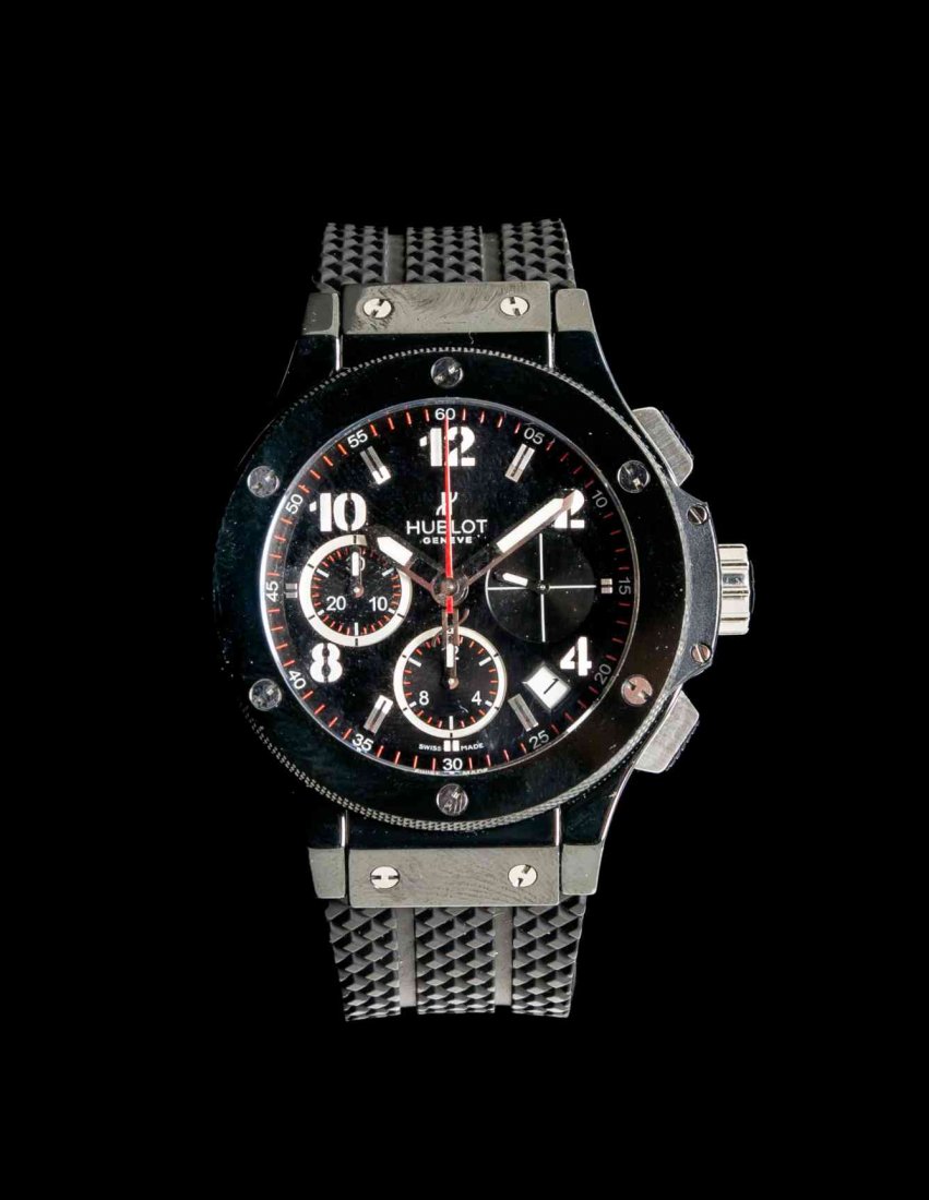 A Titanium, Ceramic and PVD Coated Steel Ref. 314 Big: A Titanium, Ceramic and PVD Coated Steel Ref. 314 Big Bang Chronograph Wristwatch, Hublot, 53.00 x 44.00 mm case dimensions inclusive of integrated lugs, matte black dial signed HUBLOT GENEVE, applied